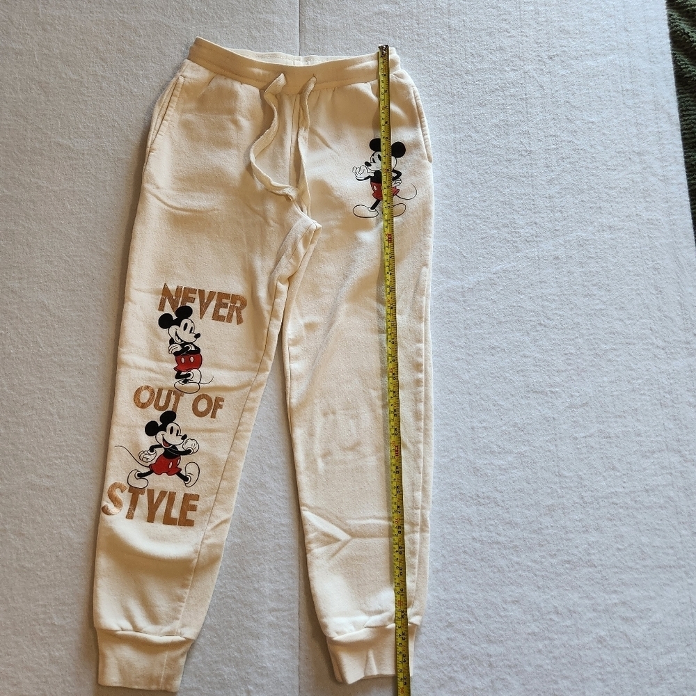 Disney cream Mickey Mouse Joggers Size Small Like new "never out of style" - Picture 5 of 10